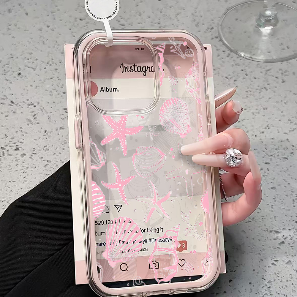Clear Shockproof Bumper Case - Letnie różowe etui na telefon z