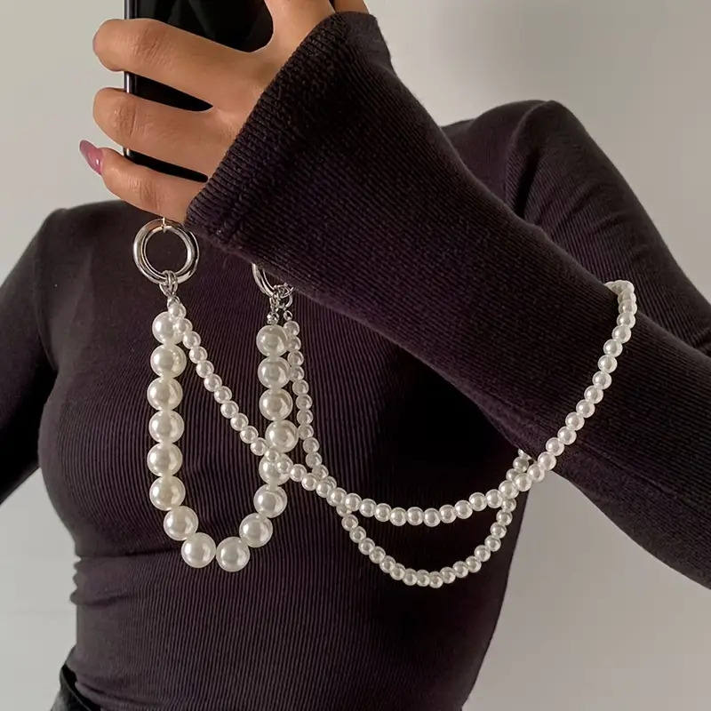 Crossbody Lanyard Neck Strap Case - Podwójna perła tkane smycz na telefon